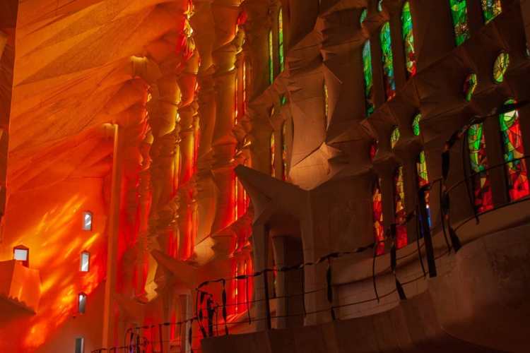 West Facing Stained Glass at Sagrada Familia in Barcelona Spain